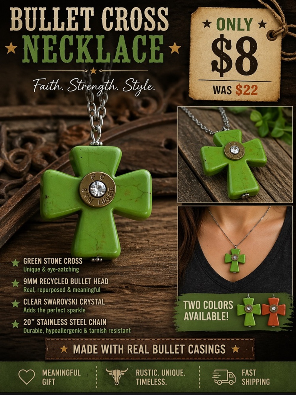 Bullet Cross Necklace